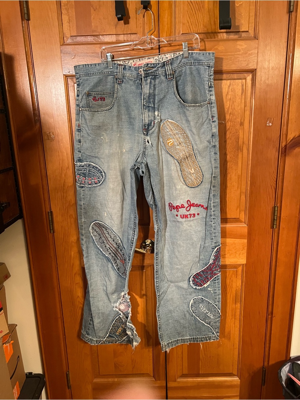 Pepe Jeans Light Blue Patchwork Relaxed Men's Jeans